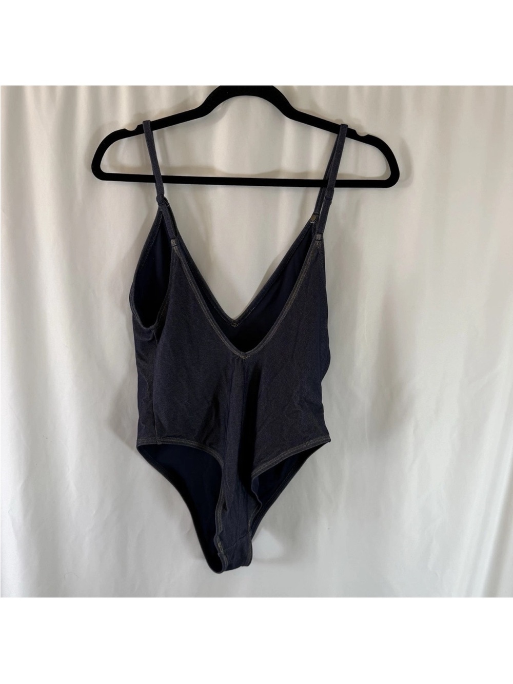 Aerie A Match Made In Denim One-Piece Swimsuit Navy Cheeky - Picture 4 of 6